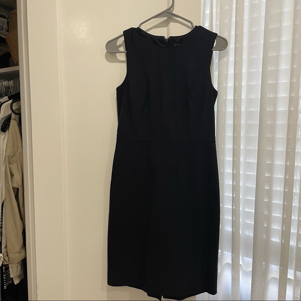 ann taylor navy suiting sheath dress